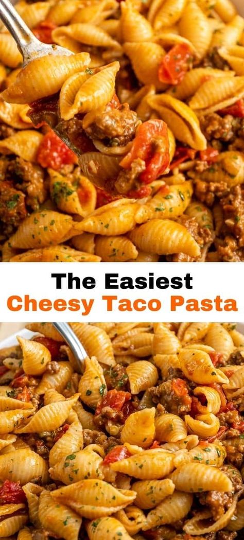 Cheesy Taco Pasta Taco Noodle Casserole, Creamy Pastas, Texmex Recipes, Taco Pasta Bake, Taco Pasta Recipe, Cheesy Taco Pasta, Taco Pasta Recipes, Leftover Taco Meat, Ground Beef Pasta Recipes