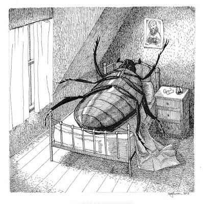 Gregor Samsa, Metamorphosis Art, Senior Project, White Drawing, A Bug, Meme Stickers, Black And White Drawing, Funny Animal Memes, Classic Literature