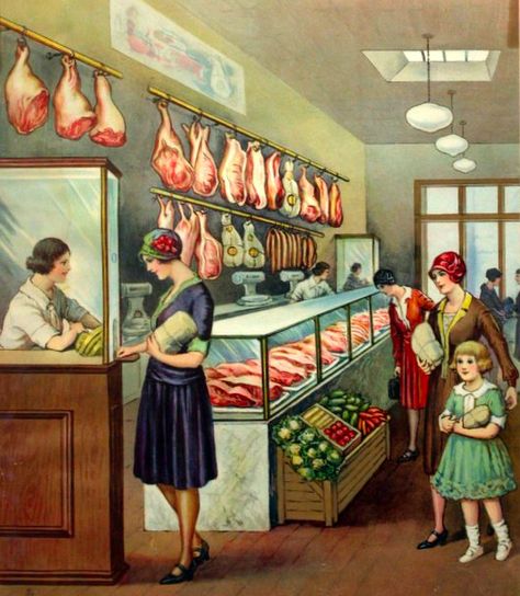 Meat Market Finding Nemo Movie, Carnicerias Ideas, Meat Shop, Meat Markets, Frequent Flyer Miles, Butcher Shop, Shop Illustration, Shop Front Design, Foto Vintage