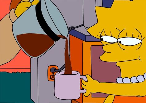 Lisa Simpson Memes Funny, Lisa Simpson Mood, Simpsons Reaction, Lisa Simpson Aesthetic, Simpsons Aesthetic, Simpsons Meme, Coffee Cartoon, Coffee Meme, The Simpson