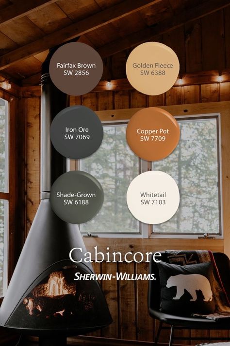 Cabin Bedroom Paint Colors, Log Cabin Color Palette, Livingrooms Design Ideas Colors, Cabin Color Schemes, Log Cabin Interior Paint Colors, Cabin Color Palette, Painting Swatches, Cabin Paint Colors, Rustic Color Palette