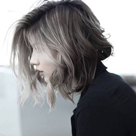 Grey Balayage, Trendy We Fryzurach, Gray Balayage, Eyeliner Eyebrows, Choppy Bob Hairstyles, Long Bob Haircuts, Lob Hairstyle, Lob Haircut, Ombré Hair