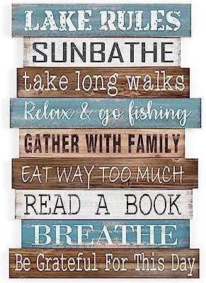 Lake Rules Sign, Lake Life Decor, Lake Rules, Cabin Wall Art, Rustic Lake Houses, Wood Lake, Lake House Kitchen, Lake House Signs, Lake Decor