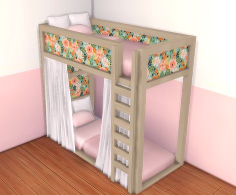 Wide Floral Bunk Bed | Patreon Sims 4 Cc Bunkbeds, Ts4 Bunk Bed Cc, The Sims 4 Cc Shower Patreon, Sims4 Bunk Bed Cc, Sims 4 Bunk Bed Cc Patreon, Sims 4 Bunk Bed Cc Maxis Match, Sims 4 Cc Bunk Beds For Kids, Sims 4 Kid Cc Furniture, Sims 4 Kids Furniture Cc