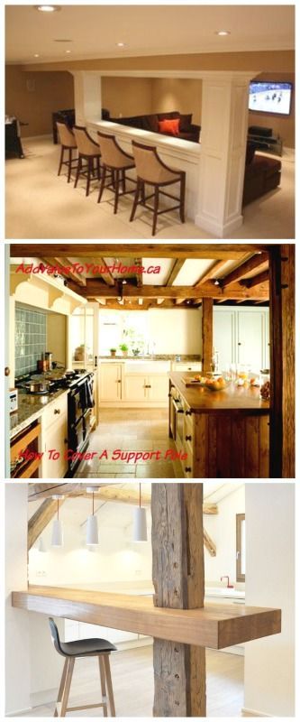 Basement Poles, Basement Inspiration, Galley Kitchens, Diy Basement, Basement Apartment, Basement House, Small Basements, Basement Makeover, Waterproofing Basement