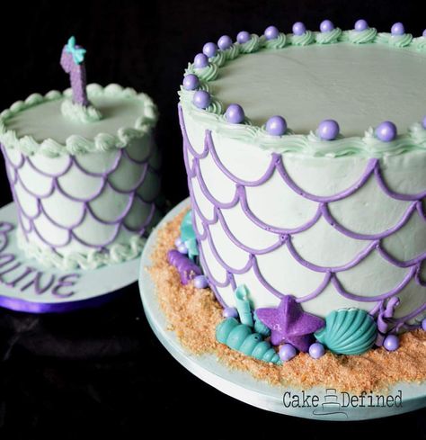 Mermaid Birthday Party Cakes, 3rd Birthday Mermaid Cake, Smash Cake Mermaid Theme, Easy Mermaid Sheet Cake, Simple Ariel Cake, Oneder The Sea Cake Smash, Mermaid Cakes Simple, Mermaid Party Cake Ideas, Mermaid Shaped Cake