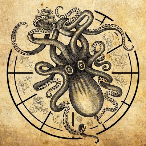 Kraken Kraken Tattoo, Kraken Rum, Squid Tattoo, Kraken Art, Octopus Tattoos, The Kraken, Octopus Tattoo, Octopus Art, Tattoo Blog