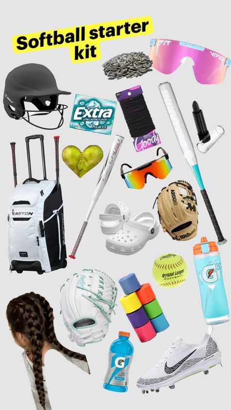 #outfitinspo #softball #softball4life Softball Needs Products, Softball Essentials Bag, What’s In My Softball Bag, What To Wear To Softball Tryouts, Softball Outfits Women, Softball Practice Fits, Softball Equipment List, Softball Tryouts Outfit, Softball Supplies