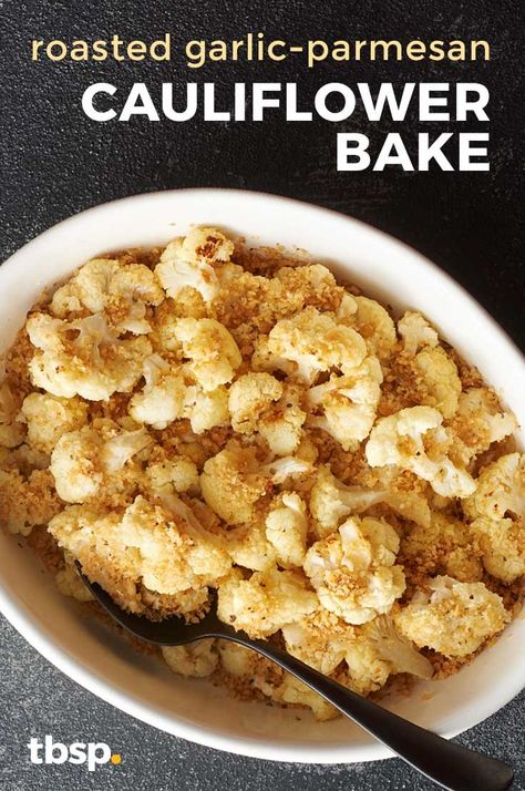 This super-simple side is loaded with cauliflower roasted in butter, garlic and Parmesan cheese and tossed in panko bread crumbs. We just gave you five reasons to make it: Cauliflower. Butter. Garlic. Parmesan cheese. Bread crumbs. Cauliflower Butter, Parmesan Cheese Bread, Thanksgiving Casserole Recipes, Cauliflower Roasted, Cauliflower Bake, Parmesan Cauliflower, Vegetable Casserole Recipes, Cauliflower Dishes, Vegetable Casserole