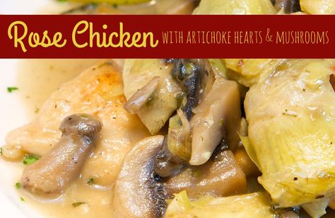 Rose Chicken with Artichoke Hearts and Mushrooms Recipe via @SparkPeople Chicken With Artichoke Hearts, Rose Chicken, Recipe Background, Spark Recipes, Coco Van, Chicken Artichoke, Recipes For Chicken, Meat Meals, Chicken Tonight