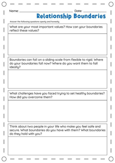 Set healthy boundaries in your relationships. Take the first step towards a happier, more fulfilling connection. #RelationshipBoundaries #HealthyBoundaries #SettingLimits #healthyrelationshipboundaries Personal Boundaries Worksheet, Setting Boundaries Worksheet, Healthy Vs Unhealthy Relationships, Boundaries Worksheet, Relationship Dynamic, Relationship Worksheets, Cbt Worksheets, Counseling Worksheets, Dbt Skills