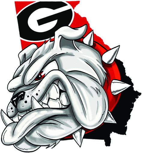 Our custom decals are printed with high quality inks on the best quality PVC foil, UV laminated to guarantee a long lasting product, water and heat resistant. We design, print and ship anything that you want made into a decal, for advertising, hobby, decoration, etc. Georgia Bulldog Mascot, Bulldog Wallpaper, Football Canvas, Uga Football, Ga Bulldogs, Georgia Dawgs, Georgia Bulldogs Football, Georgia Bulldog, Bike Tattoos