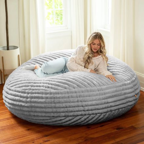 Trule 6 Foot Cocoon - Large Bean Bag Chair - Mondo Faux Fur & Reviews | Wayfair Large Bean Bag Chair, Large Bean Bag Chairs, Faux Fur Bedding, Bean Bag Lounger, Large Bean Bags, Fur Bedding, Adult Bean Bag Chair, Bean Bag Sofa, Round Beds