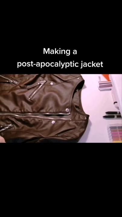 Just some DIY #postapocalypse #postapocalyptic #DIY #fallout | TikTok Diy Post Apocalyptic, Post Apocalypse Outfit, Fallout Diy, Diy Leather Jacket, Distressed Clothes, Post Apocalyptic Outfit, Fallout Costume, Post Apocalyptic Clothing, Distressed Outfit