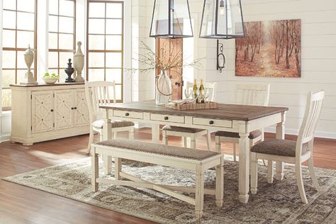 Bolanburg Dining Room Chair | Ashley Furniture HomeStore Oak Dining Room Set, Rectangular Dining Room Table, Farmhouse Dining Set, Dining Room Server, Oak Dining Room, Interior Vintage, White Dining Table, Dining Room Set, Upholstered Side Chair