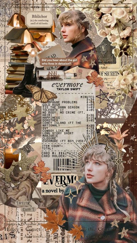 Evermore Wallpaper, Aesthetic Music, Collage Wallpaper, Moodboard Aesthetic, Bon Iver, Taylor Swift Funny, Taylor Swift Album, Taylor Swift Wallpaper, Taylor Swift Songs