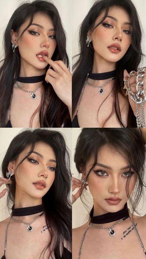 Red Asian Makeup, Baddie Makeup Asian, South East Asian Makeup, Asian Glam Make Up, Makeup Ideas For Red Dress, Ateez Makeup, Asian Baddie Makeup, Abg Makeup, Ateez Fansign