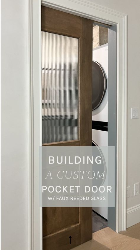 makingprettyspaces on Instagram: Building a door might be easier than you think! Lead times were crazy and reeded glass doors were $$$… so I made one… actually 2! Full… Reeded Pantry Door, Reeder Glass Door, Ribbed Glass Pantry Door, Reeded Glass Sliding Door, Reeded Glass Pocket Door, Reeded Glass Pantry Door, Reeded Glass Shower Door, Glass Door Makeover, Bathroom Pocket Door Ideas