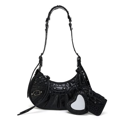 PRICES MAY VARY. 【Fashion Style】: High quality PU leather and polyester lined make the hand feel more comfortable, Elevate your look with our crossbody crescent leather satchel boasting a punk-inspired design, crocodile. This stylish hobo bag is sure to turn heads. 【Capacity】: Dimensions : 13.3"x 3"x 7.8", Big: Small: 10.2"x 2.8"x 5.9". The main pocket fit all sizes of Phones, roomy enough hold your wallet, cell phone, cosmetic, keys, sunglasses, etc. 【Adjustable Straps】: Our shoulder straps can Leisure Wear Women, Crocodile Purse, Faux Cowhide, Pu Leather Bag, Women Y2k, Travel Purse, Briefcase For Men, Travel Work, Shoulder Bags For Women