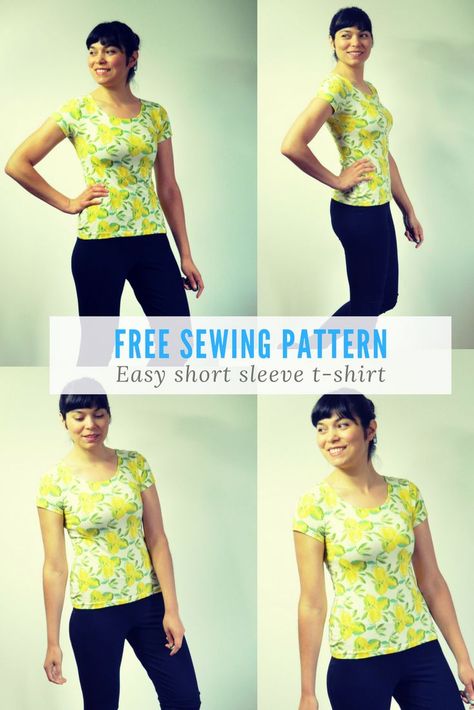 FREE PATTERN ALERT: Easy short sleeve t-shirt Easy Sewing Patterns Free, Floor Printable, Sewing Knits, Pillow Sewing, Free Printable Sewing Patterns, Sewing Top, Knit Top Patterns, Sewing Tops, Printable Sewing Patterns