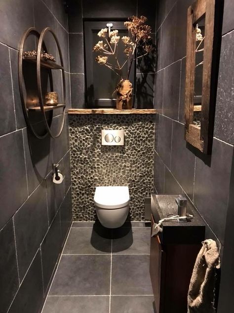 Bathroom Decor Ideas Small Elegant Modern Cloakroom Ideas, Small Clock Room Toilet Ideas, Modern Downstairs Toilet, Luxury Small Toilet, Small Wc Design Toilet Room, Small Toilet Room Downstairs Loo, Modern Guest Toilet, Small Guest Toilet Ideas, Guest Toilet Ideas Small Luxury