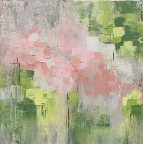 Green And Pink Artwork, Acrylic Painting Pastel Colors, Pastel Painting Abstract, Pink And Green Abstract Art, Pink And Green Painting Ideas, Abstract Pastel Painting, Pink And Green Landscape, Simple Abstract Painting Ideas, Pink And Green Painting