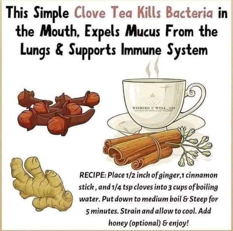 Clove Tea, Cinnamon Tea, Healthy Herbs, Healthy Food Facts, Wellness Recipes, Herbs For Health, Eat Better, Natural Therapy, Food Facts