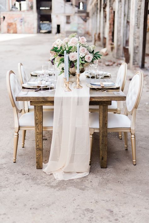 chiffon table runner wedding on farm table- Detroit Wedding Planner Chiffon Table Runner Wedding, Rustic Wedding Table Runners, Chiffon Table Runner, Gauze Table Runner, Table Runner Wedding, Farmhouse Table Runners, White Runners, Wedding Table Linens, Beautiful Table Settings