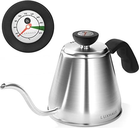 LuxHaus Pour Over Kettle - Gooseneck Kettle With Thermometer - Coffee and Tea Maker for Stovetop - 40oz Pour Over Kettle, Pouring Water, Coffee Kettle, Gooseneck Kettle, Stainless Steel Kettle, The Game Is Over, Tea Maker, Gas Burners, Coffee Tasting