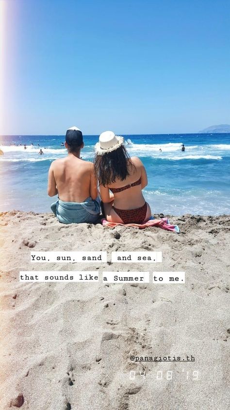 Beach Love Couple Quotes, Summer Couple Quotes Instagram, Couple Aesthetic Caption Instagram Story, Summer Love Quotes Couples, Beach Couple Quotes, Beach Couple Captions For Instagram, Beach Love Quotes Couples, Vacation Captions For Instagram, Couple Photo Captions