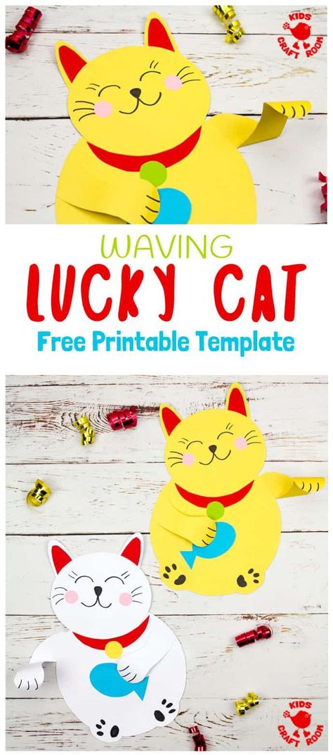 This Waving Chinese Lucky Cat craft is so adorable! Download the free printable template and beckon happiness and good fortune into your home! A great Chinese New Year craft for kids. #kidscraftroom #cats #catcrafts #kidscrafts #ChineseNewYear #chinesenewyearcrafts #printables #freeprintables #papercrafts via @KidsCraftRoom Cat Crafts Kids, New Year Craft For Kids, Chinese New Year Craft, News Years Crafts For Kids, New Year Craft, Chinese New Year Crafts For Kids, Healthy Superbowl, Chinese Crafts, Kids Craft Room