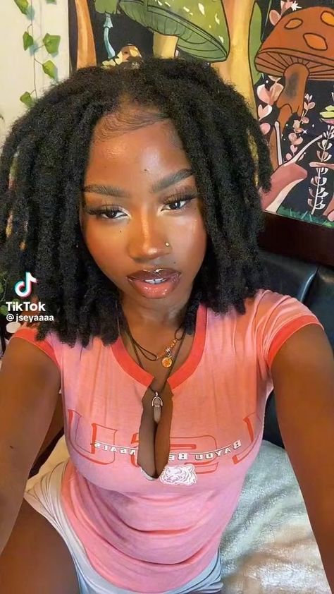 Wicks On Black Women, Braided Locs Styles, Thick Locs On Black Women, Soft Locs Hairstyles, Braided Locs, Short Fluffy Hair, Hair Y2k, Locs Styles, Short Locs