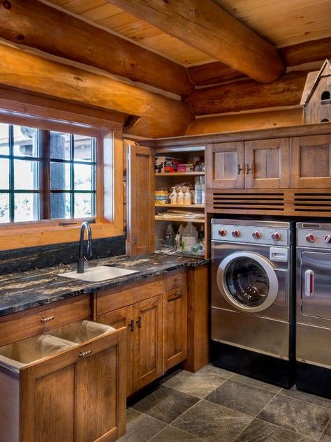 Laundry Room Cabin Laundry Room, Laundry Room Storage Shelves, Rustic Laundry Rooms, Small Laundry Room Organization, Room Storage Diy, Dream Laundry Room, Laundry Room Ideas, Small Laundry Room, Small Laundry