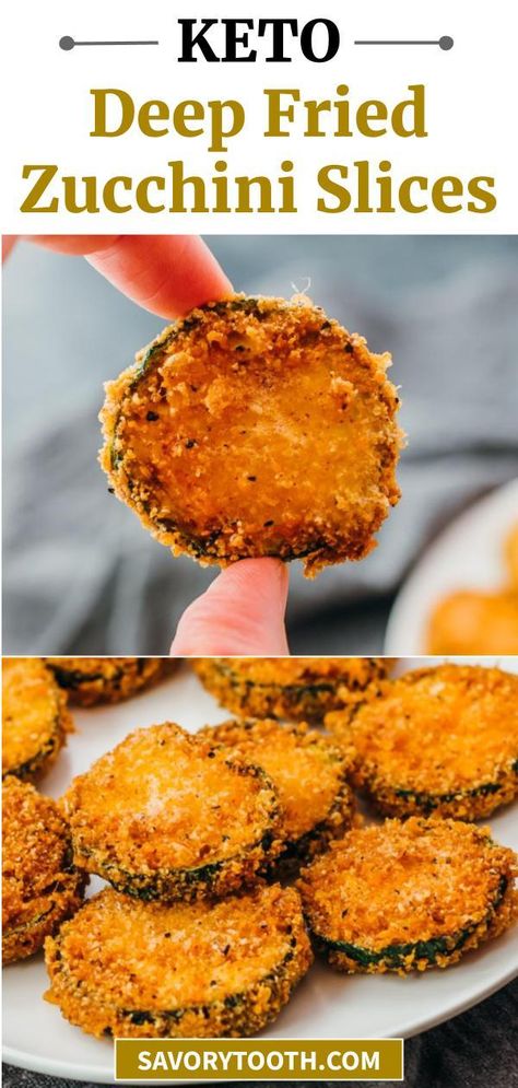 This is an easy recipe for keto fried zucchini. Cut fresh zucchini into chips, sticks, fries, or your desired shape. Coat them in healthy low carb breading, then cook them in a deep fryer or in a pan/skillet until crispy and crunchy. Oven baked or air fryer versions will be less crispy. Serve with your favorite dipping sauce. Low Carb Fried Zucchini, Keto Fried Zucchini Recipes, Keto Batter For Frying, Keto Deep Fryer Recipes, Deep Fried Zucchini Chips, Keto Fried Zucchini, Keto Focus, Deep Fried Zucchini, Keto 2023