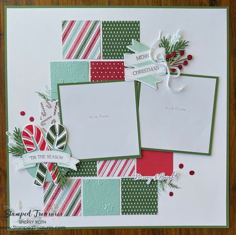 First Christmas Scrapbook Layouts, Stampin Up Christmas Scrapbook Layouts, 2 Picture Scrapbook Layout 12x12, Christmas Card Ideas Scrapbook, Simple Stories Template Layouts, Scrapbook Ideas For Christmas, Candy Scrapbook Layout, Scrapbook Layouts Christmas, Grinch Scrapbook Layout