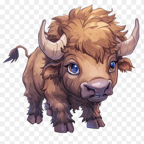 Cute Cartoon Baby Bison Clipart Cute Buffalo, Cartoon Buffalo Drawing, Bison Character Design, Buffalo Animal Drawing, Bison Illustration, Bison Doodle, Bison Illustration Cute, Baby Bison, Baby Cartoon