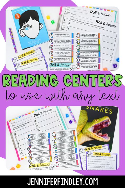 4th Grade Centers, Guided Reading Binder, Elementary Reading Activities, Jennifer Findley, Library Project, Reading Center, Middle School Activities, Fluency Activities, Reading Stations