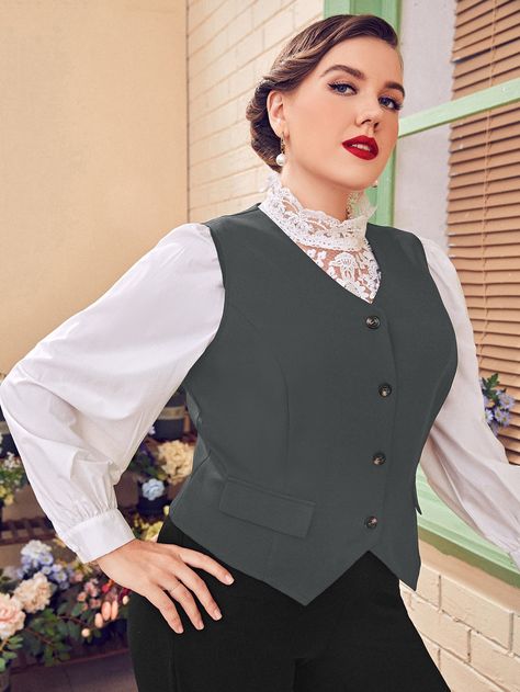 Waistcoat Outfit Women, Waistcoat Outfit, Plain Vest, Sleeveless Blazer, Plus Size Suits, Plus Size Blazer, Fall Plus Size, Muslimah Fashion Outfits, Muslimah Fashion