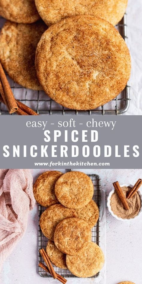 Spicy Snickerdoodle Cookies, Spiced Snickerdoodle Cookies, Cinnamon Spice Cookies, Spiced Cookies Recipe, Nutmeg Cookies Recipe, Snickerdoodle Cookies Soft, Snickerdoodle Recipes, Snickerdoodle Cookies Recipe, Soft Snickerdoodle Cookies