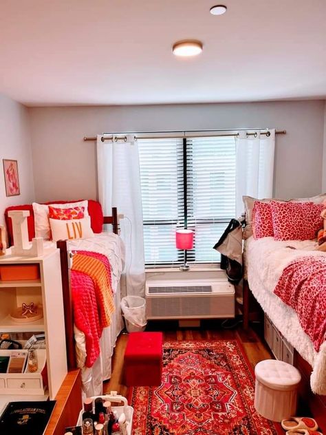 Red Dorm Room Ideas, Red Dorm Room, Red Dorm, Dorm Room Ideas, Dorm Ideas, College Dorm, Room Makeover, Dorm Room, Room Ideas