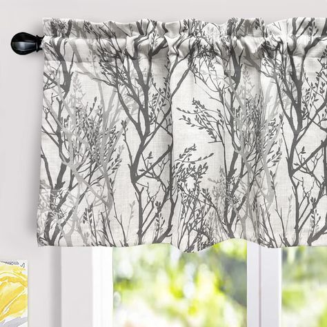 PRICES MAY VARY. PACKAGE INCLUDES: One valance. Made of durable linen blend fabric, imported. STYLE: Tree branch window curtain valance has a modern aesthetic and features an abstract ink painting pattern to create an elegant and comfortable atmosphere. Background color is off white. The valance provides an easy and inexpensive way to add color and style to any room of your home, perfect for living room, bedroom, family room, dining room, kitchen, farmhouse, bathroom, girls room. UPGRADED VERSIO Valances For Living Room, Ink Printing, Best Windows, Curtain Valance, Window Insulation, Window Valance, Linen Curtains, Tree Branch, Modern Aesthetics