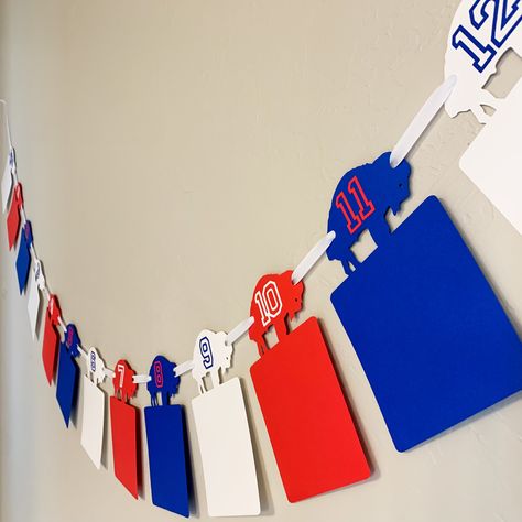 Add a 4x4 monthly pictures to banner and celebrate Milestone Banner, Monthly Pictures, Birthday Milestone, Football Party, Buffalo Bills, Milestone Birthdays, Milestones, Handmade Shop, 1st Birthday