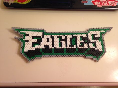 Eagles Perler Beads Philadelphia, Perler Pattern, Chainmail Patterns, Perler Projects, Melty Bead Patterns, Beads Patterns, Cross Stitch Fonts, Lucky Duck, Fuse Bead Patterns