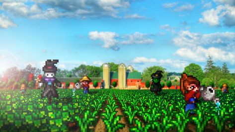 I made a 1920x1080 HD wallpaper using Stardew Valley sprites! : StardewValley Stardew Valley Desktop Wallpaper, Valley Wallpaper, Game Wallpaper, Valley Landscape, Phone 4, Farm Design, Wallpaper Art, Stardew Valley, Old Farm