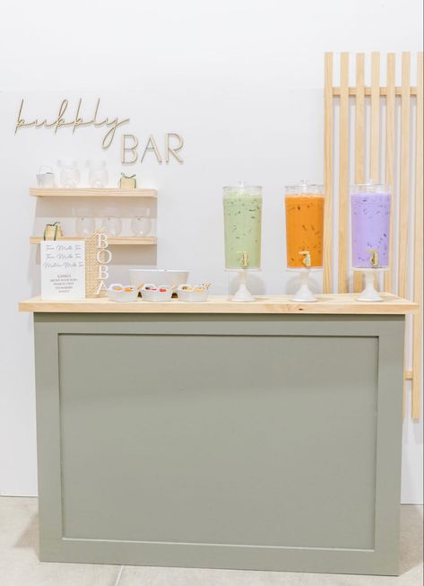 Boba Pop Up Shop, Boba Bar At Home, Ice Coffee Station, Diy Boba Bar, Boba Station Party, Boba Bar Station, Boba Catering, Bubble Tea Station, Boba Cart