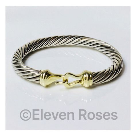 David Yurman 7mm Cable Buckle Hook Bangle Bracelet DY 925 Sterling Silver 585 14k Gold Free US Shipping Ribbon Curls, David Yurman Ring, Star David, Hook Clasp, David Yurman, Etsy Shipping, Bangle Bracelets, Gold Bracelet, 18k Gold