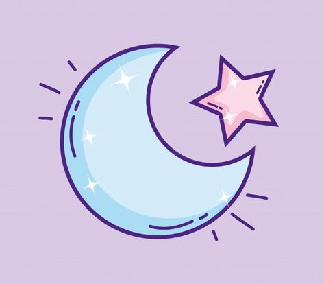 Luna con dibujos animados estrella Vecto... | Premium Vector #Freepik #vector #fondo #patron #abstracto #estrella Kawaii Moon Drawing, Purple Things To Draw, Moon Cute Drawing, Cute Moon Drawing, Stickers Luna, Luna Aesthetic, Kawaii Stars, Kawaii Moon, Purple Vector