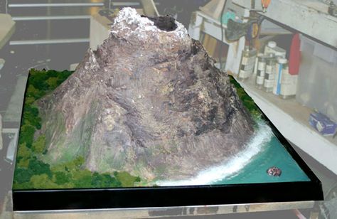 School Volcano Project by TimBakerFX on DeviantArt Valcano Project, Volcano Science Fair Project, Diy Volcano Projects, Paper Mache Volcano, Landform Projects, Volcano Science Projects, Volcano Project, Make A Volcano, Volcano Model