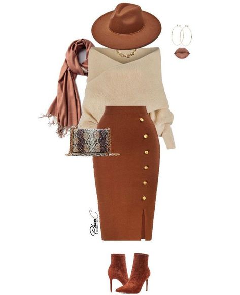 Brown Skirt Outfit Ideas, Demure Outfit, Semi Formal Mujer, Ladies Tops Blouses, Skirt Outfits Fall, Classy Winter Outfits, Outfit Styling, Amazon Storefront, Muslimah Fashion Outfits