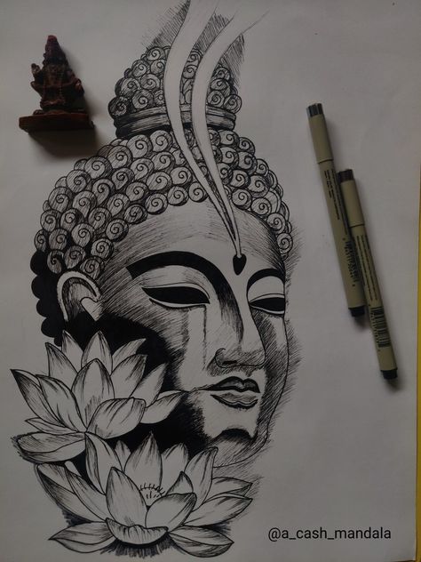 Arlo Tattoo, Buddha Drawing, Abstract Pencil Drawings, Buddha Art Drawing, Gautam Buddha, Buddha Artwork, Boho Art Drawings, Buddha Art Painting, Pen Art Drawings